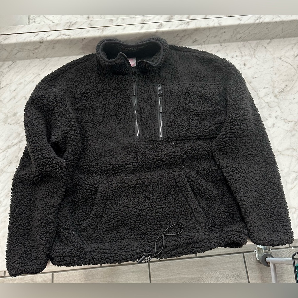 No Boundaries Women’s Teddy Soft 1/4 Zip - Black - Size XL